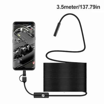 3 In 1 Endoscope Camera (3.5 Metre)Type-C With 6 LEDs, HD Mini Inspection Tool